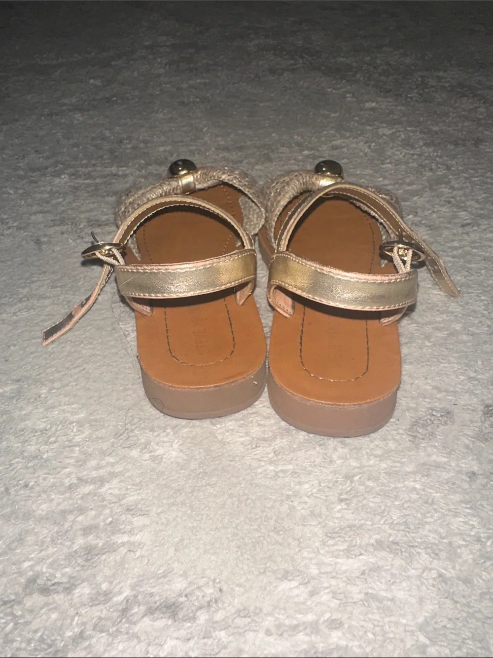 Steve Madden Girls Metallic Gold Bow Sandals